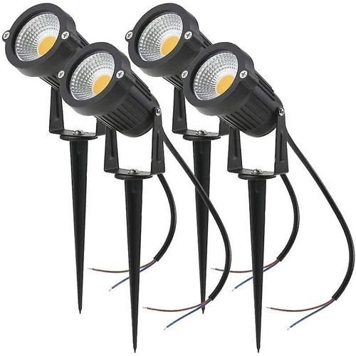 Lot De 4 Spots Led 5 W 220 V Orientables Pour Jardin Avec Piquet, Éclairage Extérieur Pour Terrasse (Blanc Chaud)