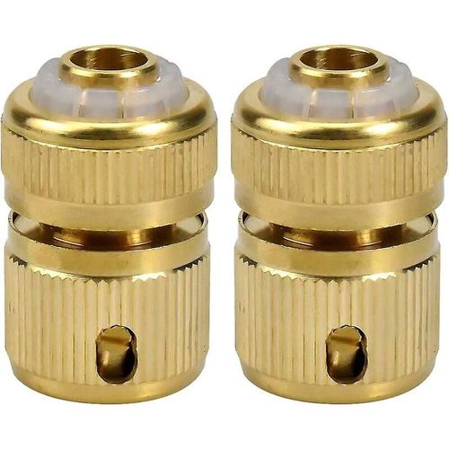 Lot de 2 raccords de tuyau d'arrosage 1/2"" en laiton massif, connecteurs rapides pour robinet et appareil sans fuite, connexion rapide et facile