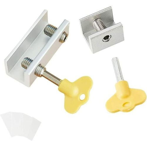 Loquet de baie coulissante, 2 pièces, verrou de fenêtre coulissante, serrure de fenêtre de sécurité en alliage d'aluminium antidérapant avec clé, bloc de porte coulissante, loquet coulissant pour enfants