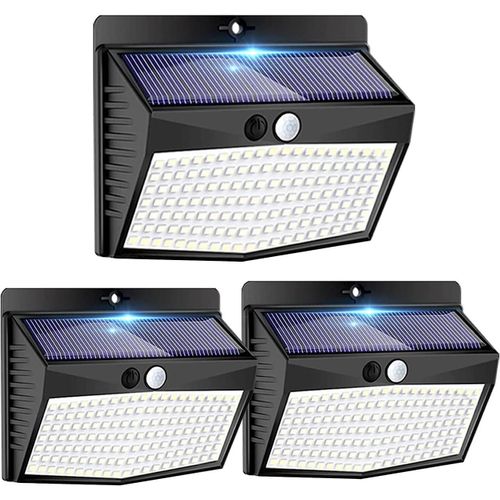 Lampe Solaire D'extérieur Avec Détecteur De Mouvement (Lot De 3 De 138 Led) - Étanche, Sans Fil, 3 Modes, Spot Led Solaire D'extérieur Pour Décoration De Jardin