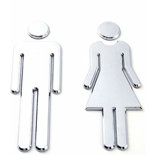 Panneaux WC Homme Femme Toilette Homme Femme Signes WC Pictogramme Plaque de Porte 2 Pièces Autocollants WC Adhésifs pour Porte de Toilette Restaurant Public Hôtel Cafétéria