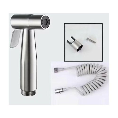 Pulvérisateur de bidet portatif avec flexible de douche télescopique en ABS de 150 cm pour plomberie, toilettes et bidet (gris)