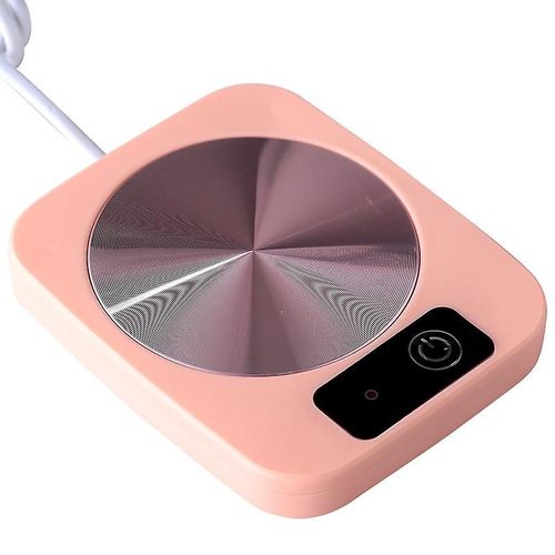 Chauffe-tasse portable USB, mini tapis chauffant thermostatique rose poudré, 16 x 12 x 2,5 cm