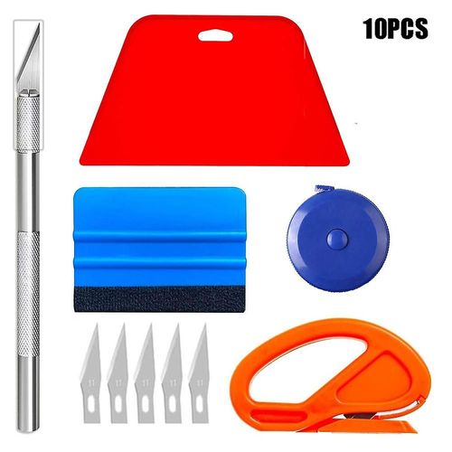 Kit de lissage de papier peint, outil pour film de fenêtre, kit d'outils manuels pour papier peint, outil de couture de sécurité, grattoir en feutre, mètre ruban et sac de rangement