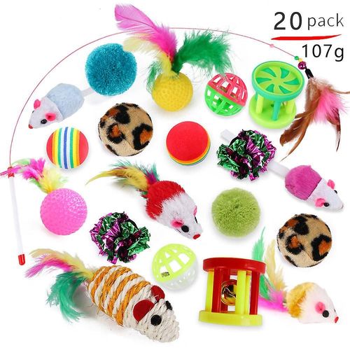 Jouets Interactifs Pour Chat, 20 Pièces, Souris, Balles, Baguettes À Plumes Pour Chaton Interactif