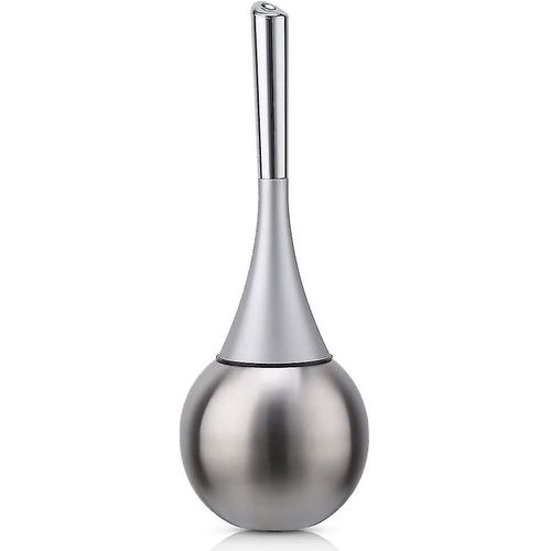 Porte-brosse WC autoportant en acier inoxydable poli et brossé (brosse incluse) - argent