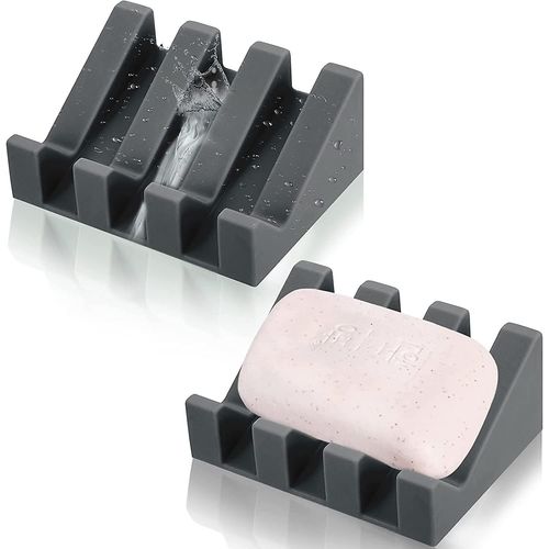 Porte-savon en silicone auto-drainant, porte-savon cascade, plateau avec égouttoir, pour cuisine et salle de bain (2)