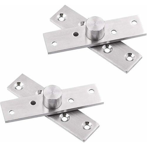 Lot de 2 charnières de porte pivotantes à 360 degrés en acier inoxydable avec vis de fixation 75 x 17 mm