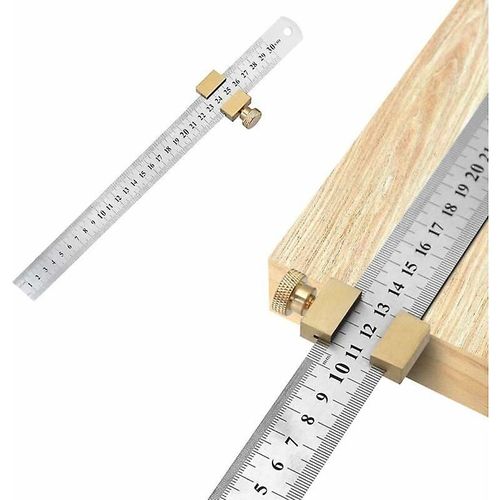 Règle de positionnement en bois, outil de menuiserie fixe en acier avec système métrique et impérial, 30 cm (12 pouces)