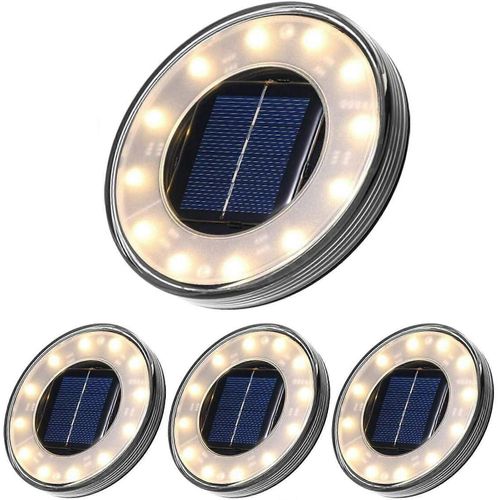 Lot De 4 Lampes Solaires Led Pour Jardin ¿ Éclairage Extérieur Solaire, Étanchéité Ip68 Pour Allées Et Pelouses (Blanc Chaud)