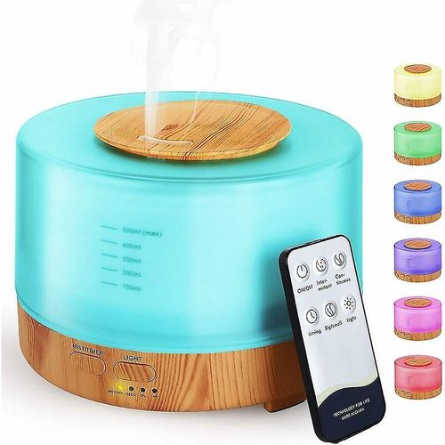 Diffuseur d'huiles essentielles 500 ml, haut-parleur Bluetooth, humidificateur d'air ultrasonique silencieux, brume fraîche, parfum électrique, 7 couleurs avec application pour bureau, spa,
