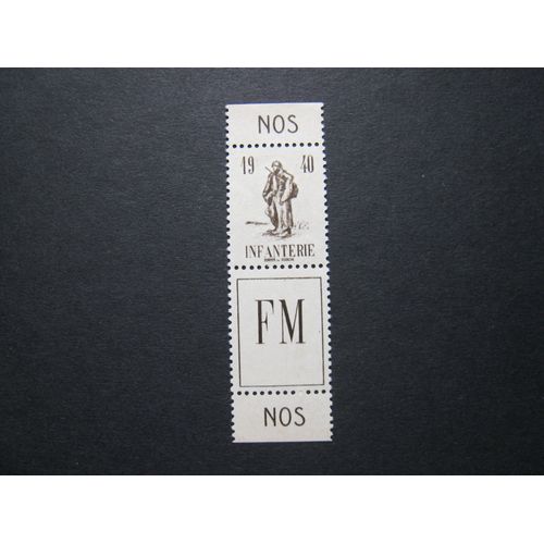 Timbre De Francise Militaire France Neuf** - N° 10 A - F M Brun Attenant À Une Vignette Infanterie - Année 1940