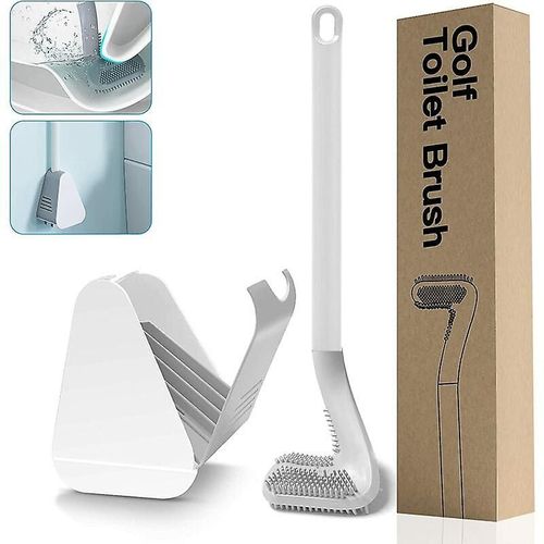 Brosse WC suspendue en silicone avec support, séchage rapide, pour salle de bain [Blanc]