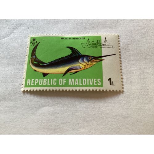 1 Timbre, Poisson Makaira Herscheli, Maldives, Année 1986
