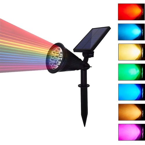 Projecteur Solaire À Led Pour Jardin, Changement Automatique, 7 Couleurs, Éclairage D'extérieur Pour Cour, Patio, Pelouse, Étanche, 1 Pièce