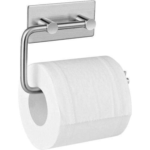 Porte-papier toilette adhésif, acier inoxydable brossé, sans perçage
