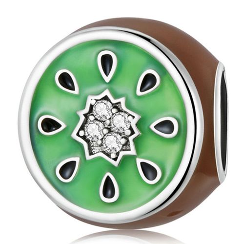 Charmes Best-Shop Argent 925 Femme Fruits Frais Exotiques Zircon Kiwi Bead Compatible Brand Bracelets Et Colliers