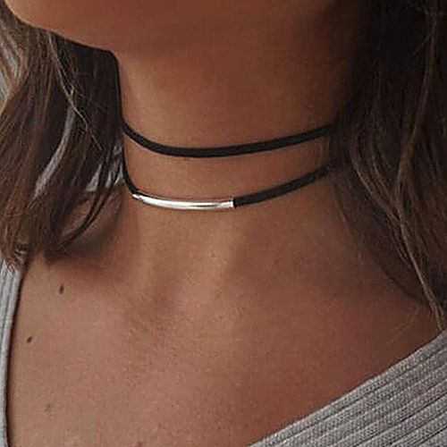 Collier Ras Du Cou Réglable Noir Pour Femmes Et Filles