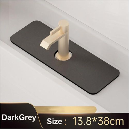 Lot de 2 tapis de robinet super absorbants lavables pour évier, protection anti-éclaboussures, tapis de séchage absorbant pour comptoir, récupérateur d'égouttement pour accessoires de salle de bain, gris foncé, 13,8 x 3
