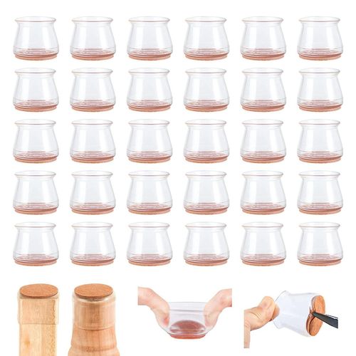 Lot de 36 protections de pieds de chaise en silicone pour parquet, haute élasticité