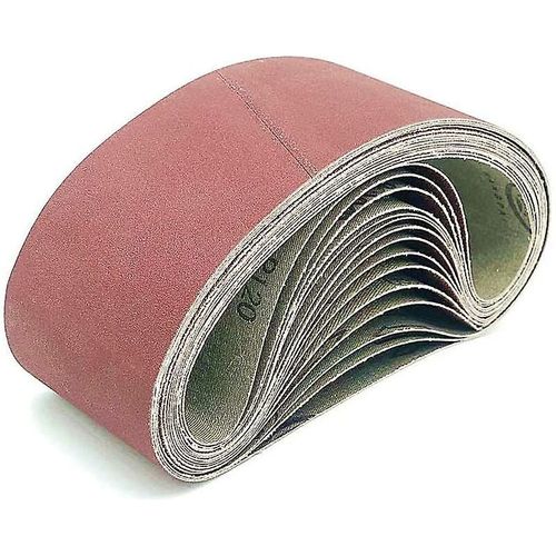 Bandes abrasives, 100 x 610 mm, polissage alumine, métal, bois, lot de 3 bandes abrasives 40/80/120/180/320, pour ponceuses à bande (15 pièces)