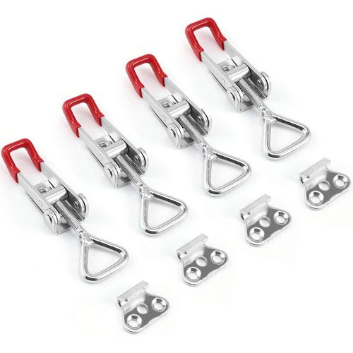 Lot de 4 loquets à bascule antirouille réglables, charge de 100 kg, pour portes, armoires et valises