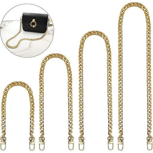 Lot de 4 chaînes plates de rechange en fer de différentes tailles, sangles en métal doré