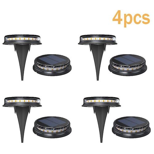 Lot De 4 Spots Solaires D'extérieur Encastrables, Blanc Chaud 2 500 K, Étanches Ip65, Pour Allée, Jardin, Terrasse, Cour, Pelouse, 120 X 120 X 135 Mm