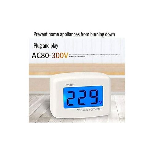 Voltmètre numérique LCD rétroéclairé bleu 220 V, testeur de tension, prise UE DM55-1, AC 80-300 V