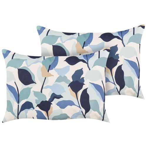 Lot De 2 Coussins Polyester Bleu Veglino