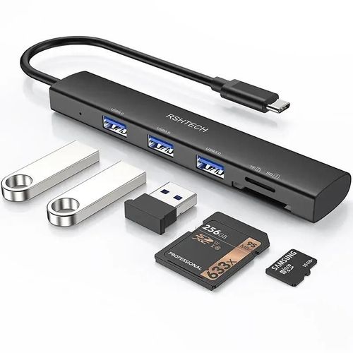( Black) RSHTacétone-Lecteur de carte mémoire pour SD/Micro SD/SDHC/SDXC/MMC,5Gbps,USB 3.0,hub pour iPhone 15 Pro/Max MacPle,ordinateur portable