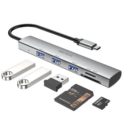 ( GRIS) RSHTacétone-Lecteur de carte mémoire pour SD/Micro SD/SDHC/SDXC/MMC,5Gbps,USB 3.0,hub pour iPhone 15 Pro/Max MacPle,ordinateur portable