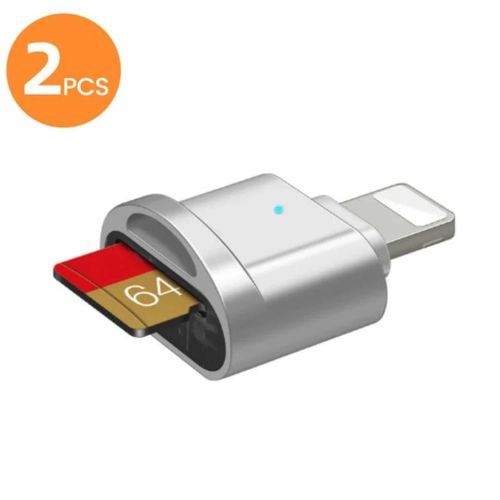 ( 2pcs Silvery Adapter) Lightning MINI SD TF carte Apple lecteur de carte adapté pour iPhone iPadConnectionExpansion externe carte mémoire OTG stockage adaptateur de carte