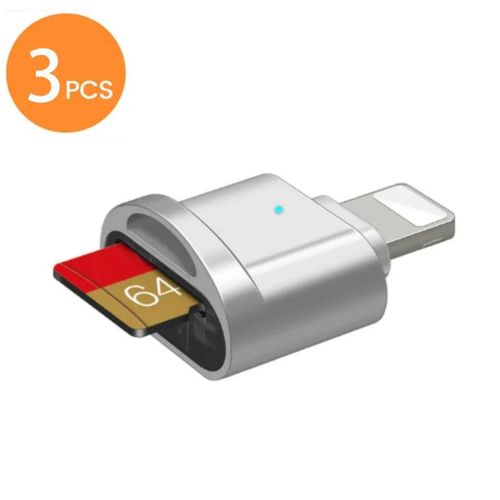 ( 3pcs Silvery Adapter) Lightning MINI SD TF carte Apple lecteur de carte adapté pour iPhone iPadConnectionExpansion externe carte mémoire OTG stockage adaptateur de carte