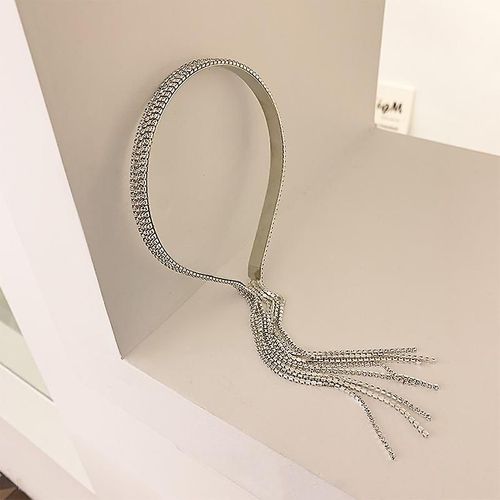 Serre-Tête À Pompons En Cristal Pour Femme, Boucles D'oreilles En Strass Scintillants, Chaîne Pour Cheveux, Cerceau Pour Cheveux, Bijoux De Mariage