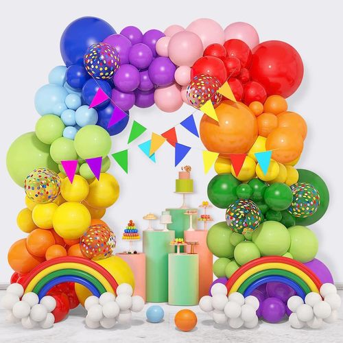 ChicSlick-Arche Ballon Arc-En-Ciel Arch Kit, 148 Pièces De Guirlande De Ballons Colorés Pour Fête D'Anniversaire Multicolore, Mariage, Anniversaire, Baby Shower, Décorations De Fête[X15]
