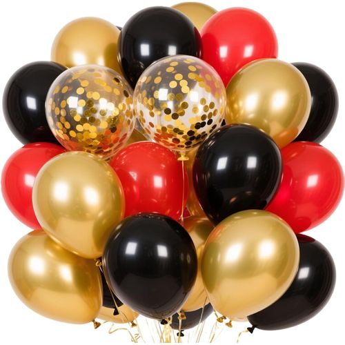 ChicSlick-Ballons Noir Rouge,60Pcs Ballon Rouge Anniversaire,Noir Or Rouge Confettis Ballon Latex Hélium Ballons Rouge Et Noir Pou Kit Arche Ballon Pour Anniversaire,Baby Shower,Mariage,Bapt[X593]