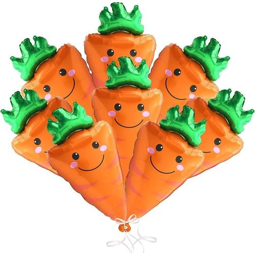 ChicSlick-Ballon De Pâques Helium Ballon Paques, 8 Pièces Mignon Carotte Balloon, Paques Ballons De Légumes Ballon En Aluminium, Pour La Fête De Pâques, Décoration De Fête D'Anniversaire[X1221]