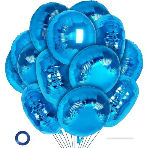 ChicSlick-20 Pièces Ballon Bleu, 18 Pouces Ballon Rond Bleu Ballons En Aluminium, Ballons Anniversaire Bleu Ballon Helium, Ballon Rond Anniversaire Pour Anniversaire Baby Shower Graduation D[X1442]