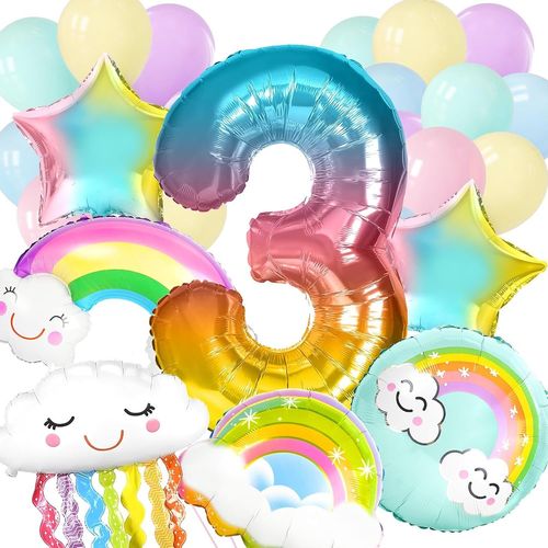 ChicSlick-Ballon Arc-En-Ciel Anniversaire - 35Pcs Décoration Pour Fille 3 Ans, Baby Shower Et Fêtes[X2081]
