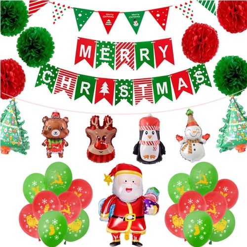 ChicSlick-Set De 31 Pièces Ballons De Noël, Kit De Décoration En Aluminium Pour Fête De Noël[X2480]