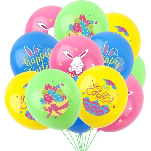 ChicSlick-Latex Ballon Paques Oeufs, 12 Pièces Ballons De Pâques Ballons Anniversaire, Oeufs De Pâques Lapin Ballon Latex Helium, Pour Pâques, Fête De Printemp, Décoration De Fête Anniversai[X2538]