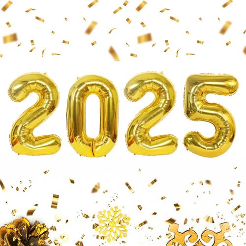 ChicSlick-Ballons Nouvel An 2025,4 Géant Décoration De Nouvel Feuille Aluminium Ballons,Pour Année 2025 Décorations Nouvelle Fête Enfants Décorations De Fête De Fin D'Année[X363]