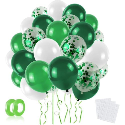 ChicSlick-Ensemble De Ballons Décoratifs D'Anniversaire, Adapté À L'Anniversaire, Fête, Anniversaire De Mariage, Mariage, Fête Des Vacances, Diplôme, Retraite, Nouvel An (Vert Et Blanc, 60 P[X708]