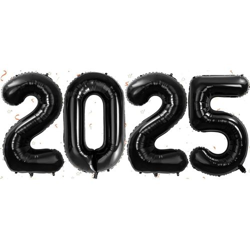 ChicSlick-Decoration Nouvel An 2025, Ballons 2025 Noir Happy New Year Décoration, Doré Deco Fete Nouvelle Année 2025, Gonflable Hélium Ballon Numéro 2025 Pour Décoration De Fête Du Nouvel An[X1392]