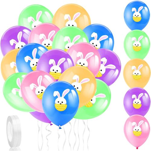 ChicSlick-30 Pièces Fête De Pâques Ballons En Latex Ballons De Lapin Gonflables Pour Festival Maison Printemps Pâques Décoration Fête D'Anniversaire, 5 Couleurs[X182]