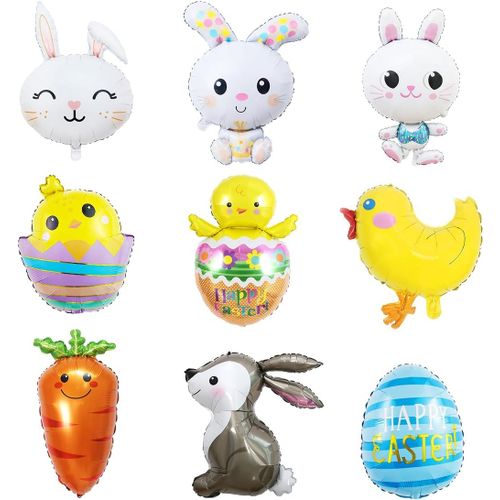 ChicSlick-Ballons Pâques, Ballons De Lapin Poussin Carotte ?uf De Pâques, Géant Pâques Aluminium Ballons, Décoration De Pâques, Pour Enfant Pâques Anniversaire Décoration Fête[X1542]