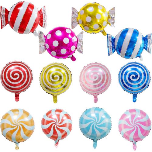 ChicSlick-12Pcs Mignonnes Ballons De Bonbons - Ballons En Aluminium Bonbons, Ballons Lollipop, Candy Foil Balloons, Décorations De Fête De Sucettes Sucrées, Pour Anniversaire Baby Shower Par[X1705]