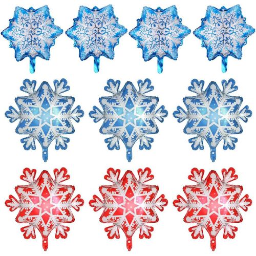 ChicSlick-Lot De 10 Grands Ballons En Aluminium En Forme De Flocon De Neige Pour Anniversaire, Fête Prénatale, Noël, Nouvel An, Noël, Hiver, Décoration De Noël Avec Flocons De Neige Et Ballo[X2564]