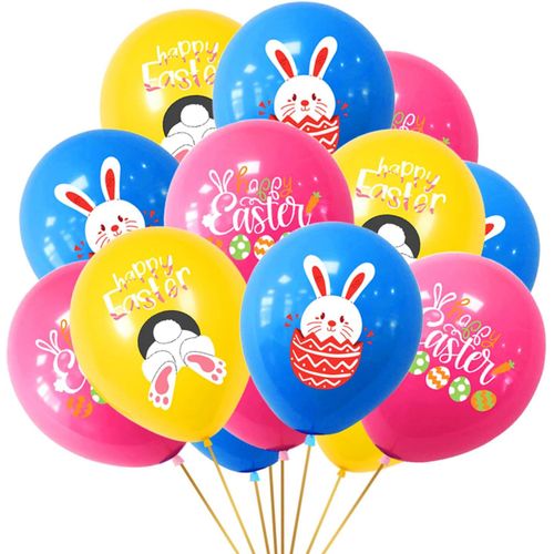 ChicSlick-Ballon Paques,15 Ballons De Pâques En Latex Pour Décorations De Pâques, Ballon Lapin Pour Accessoires Fete Oeuf Paques Deco De Paques[X2363]